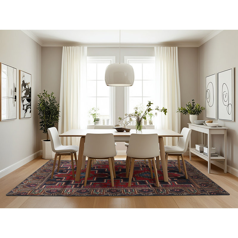 Tapis rouge / bleu Southwestern, Rectangle 7 pi x 10 pi