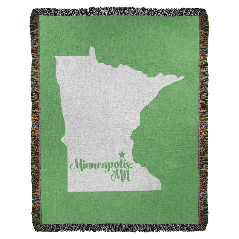 Jeté en coton tissé minneapolis minnesota, l 37 po x L 52 po, Vert