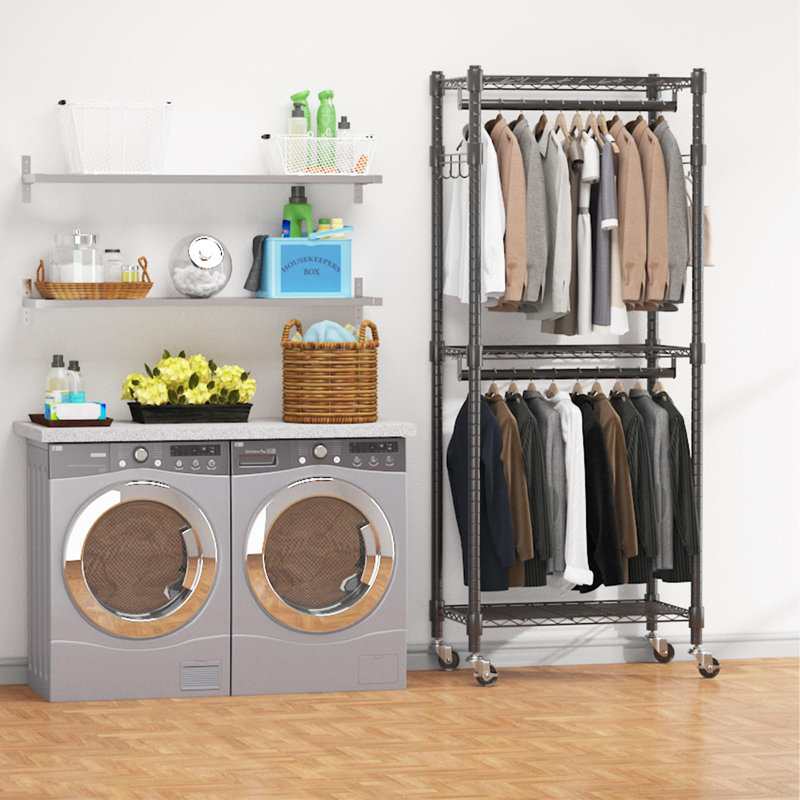 Hico 24'' Metal Rolling Clothing Rack, Black