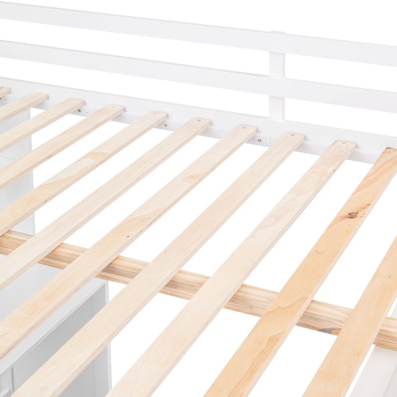 Lit mezzanine double blanc avec tiroirs, bureau et garde-robe - un bureau qui maximise le potentiel du bureau de votre chambre à coucher