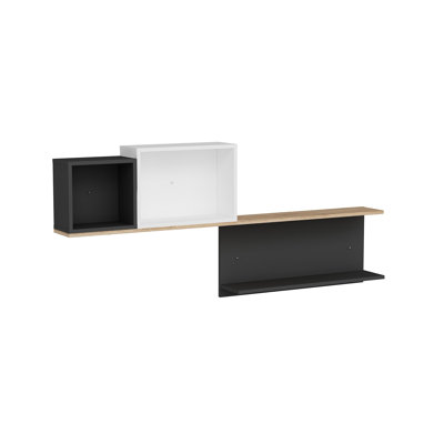 Colesen Modern Wall Shelf, 71.0 x 31.6 x 7.7 inches, Atlantic Pine & Anthracite/White | 100% Melamine Coated Particle Board, Thickness: 0.7 inches | Stylish & Functional Storage Solution for Home & Office