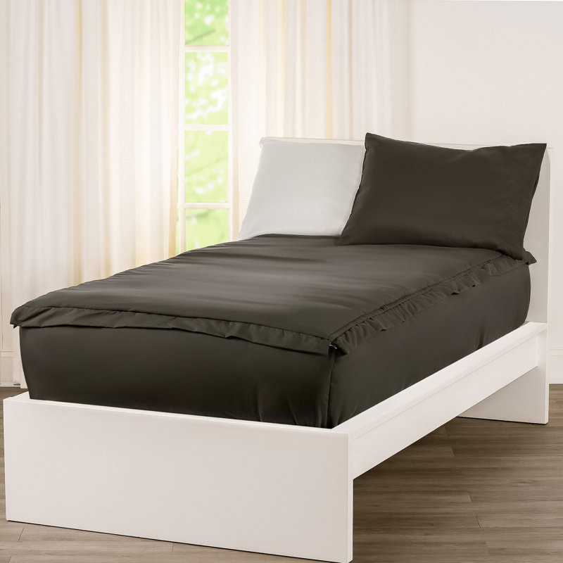 Twin Black Metal Frame Upholstered Platform Bed with Microfiber