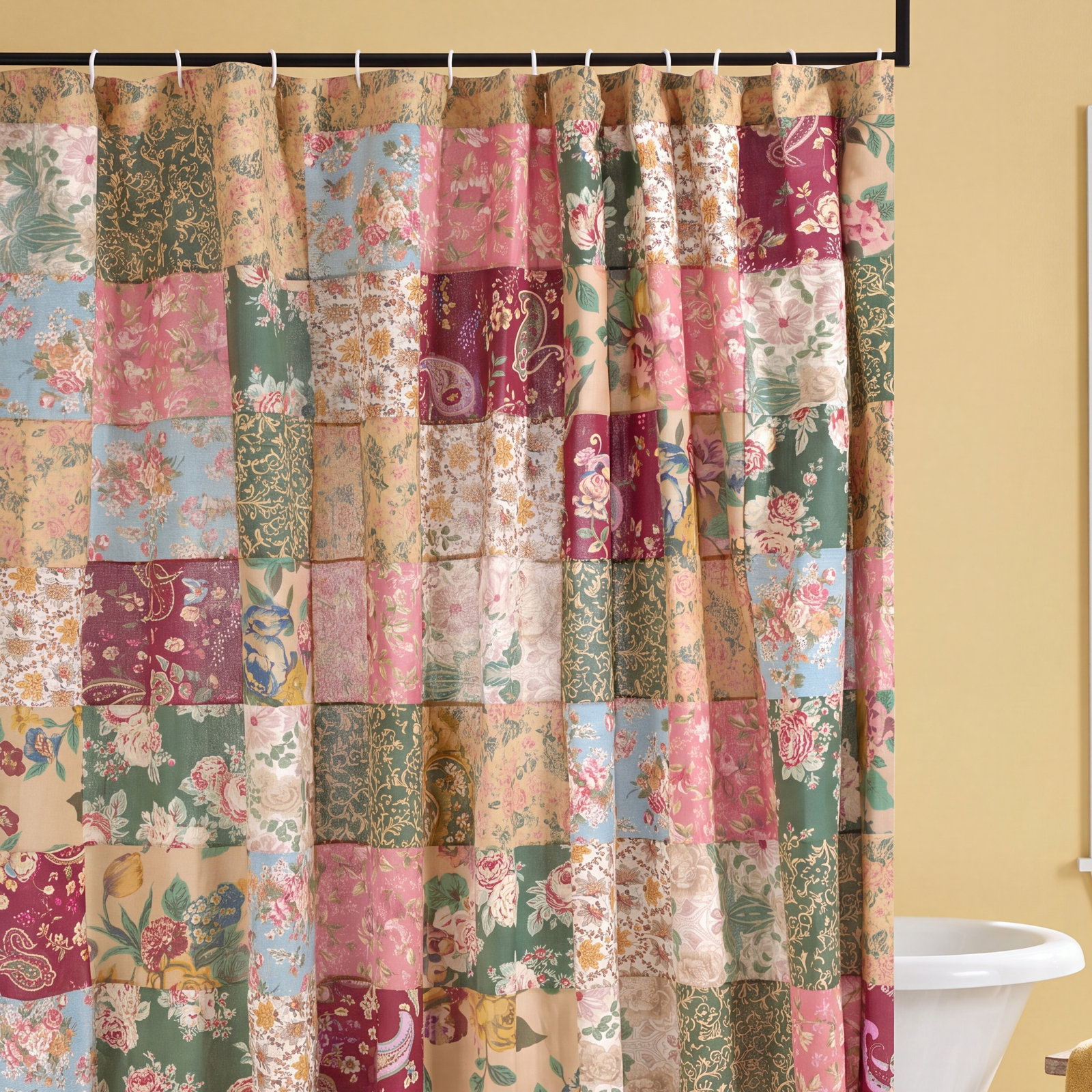 Antique Chic Patchwork Cotton Shower Curtain