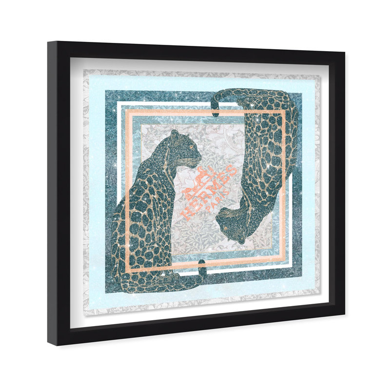 Dual Paris Cheetah Print Glam Jungle by Oliver Gal, Black Frame, 12 x 12, 25.5" H x 25.5" W, Cream