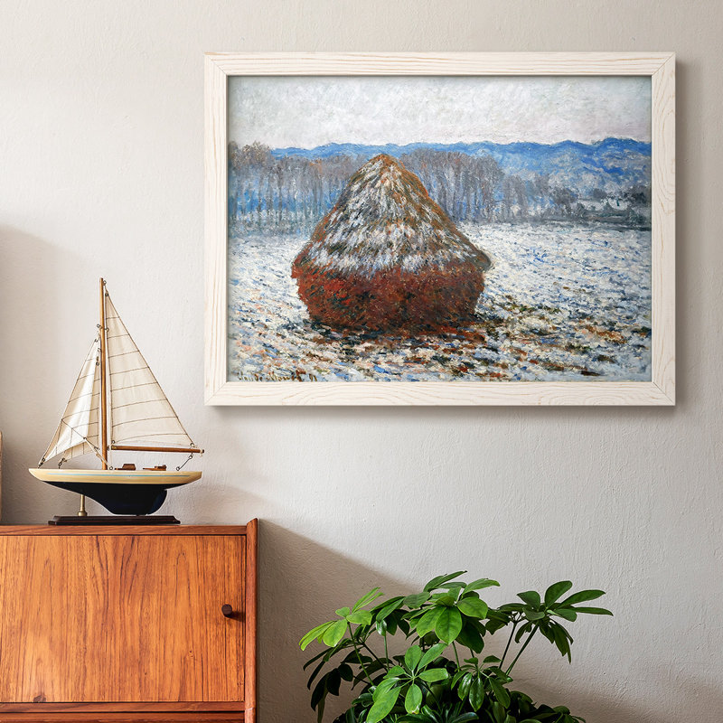 " Grainstack, 1891 02 ", White Framed, 18" H x 26" W x 1.5" D