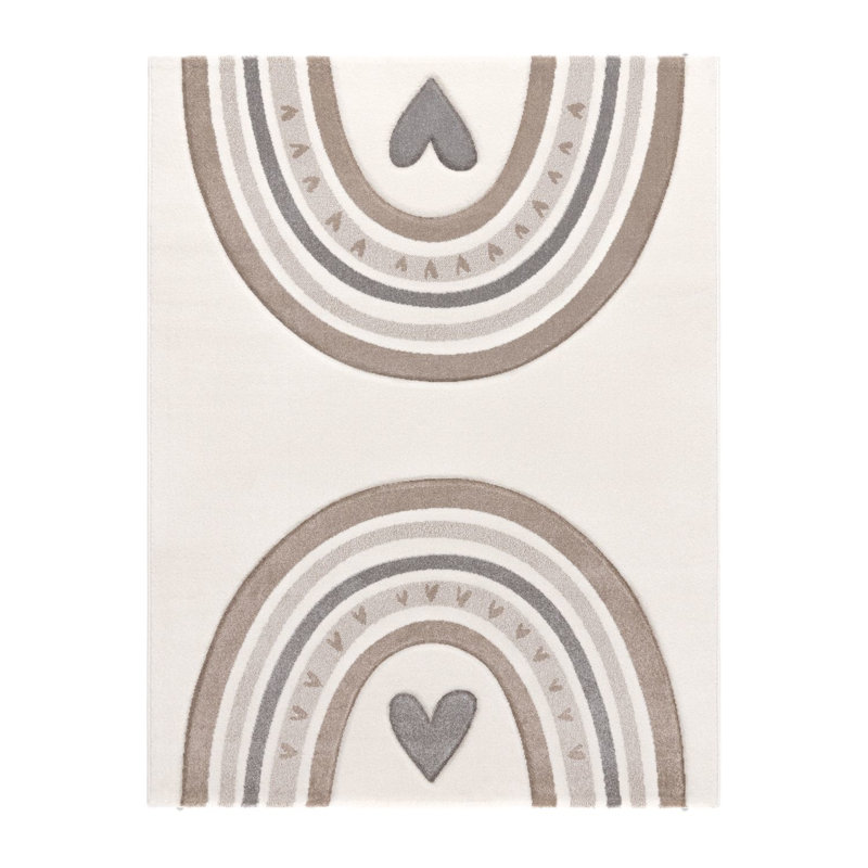 Tapis rectangulaire en polypropylène tissé à la machine, Rectangle 3 pi 11 po x 5 pi 7 po, Beige