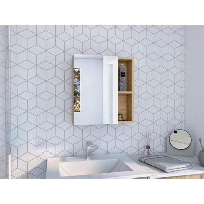 Pharmacie avec miroir, cinq tablettes internes, porte simple