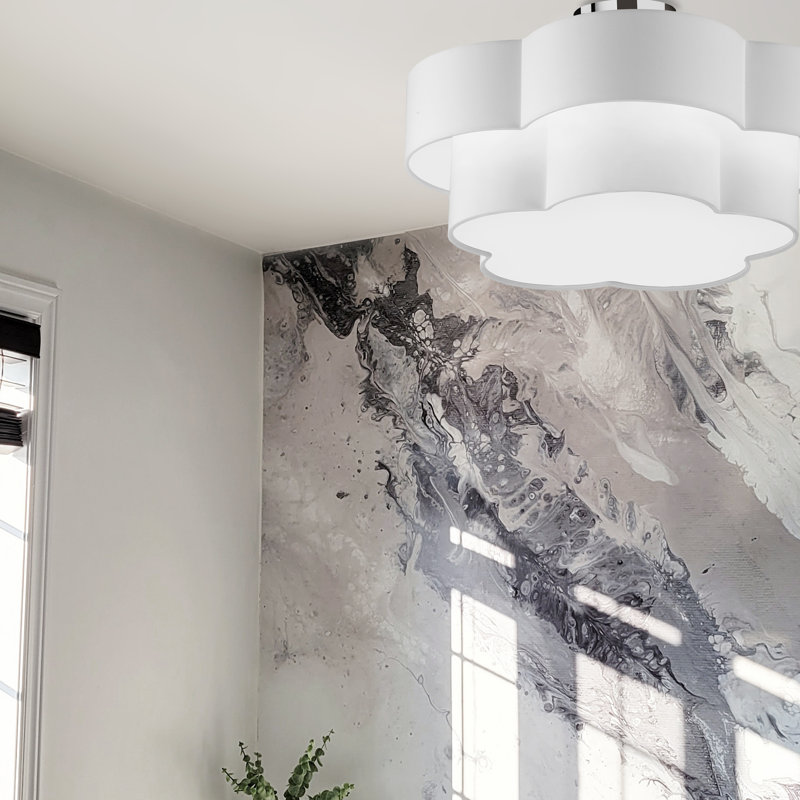 Plafonnier encastré 3 lumières Ialiyah, Blanc, Chrome poli