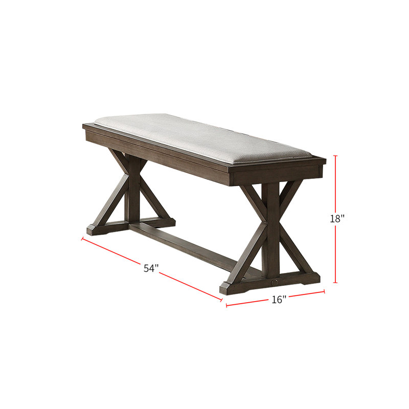 Banc de salle à manger gris avec bois et revêtement rembourré pour un soutien robuste