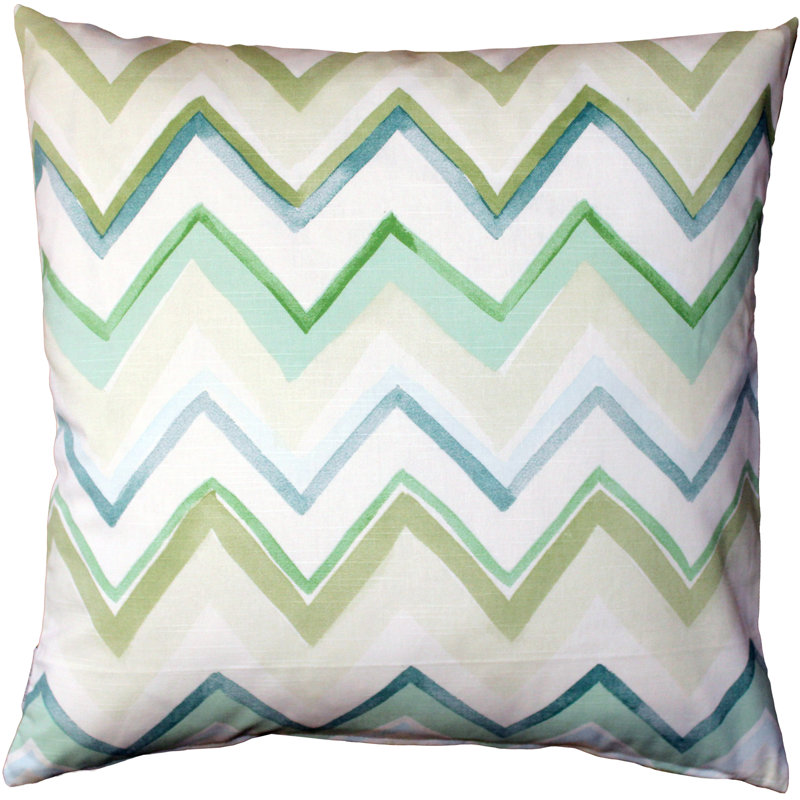 Pacifico Stripes Chevron Throw Pillow, Green