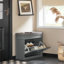 Shoe Bench Wooden Storage Bench with Flip-Drawer – Upholstered Entryway Bench with Storage for Hallway, Bedroom, Grey, 20.47" H x 23.6" W x 9.45" D-869596058-867645473