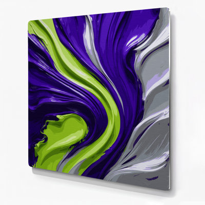 Abstrait couleur champ 48, art mural en métal mauve