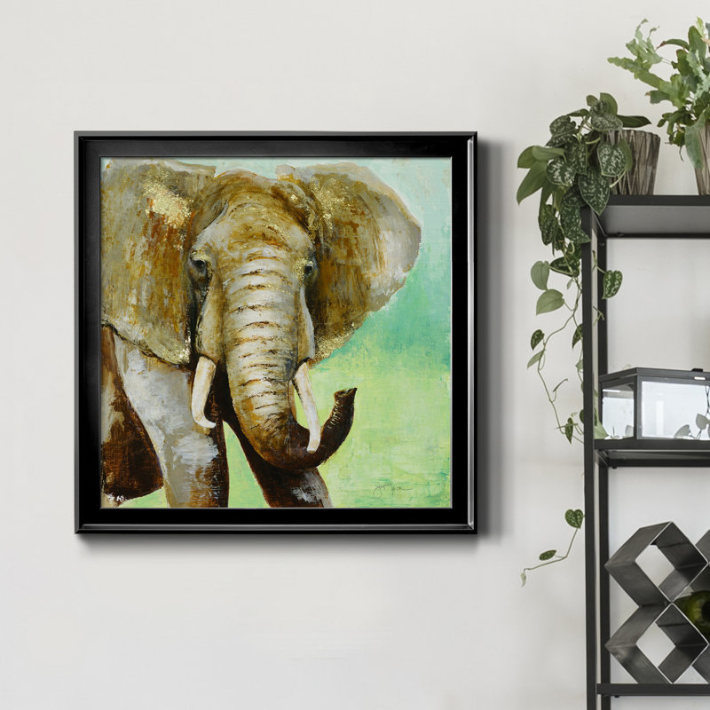 Painterly Elephant - Cadre photo, reproduction d'art sur toile, H 30,5 po x l 30,5 po x P 1,5 po, Cadre noir