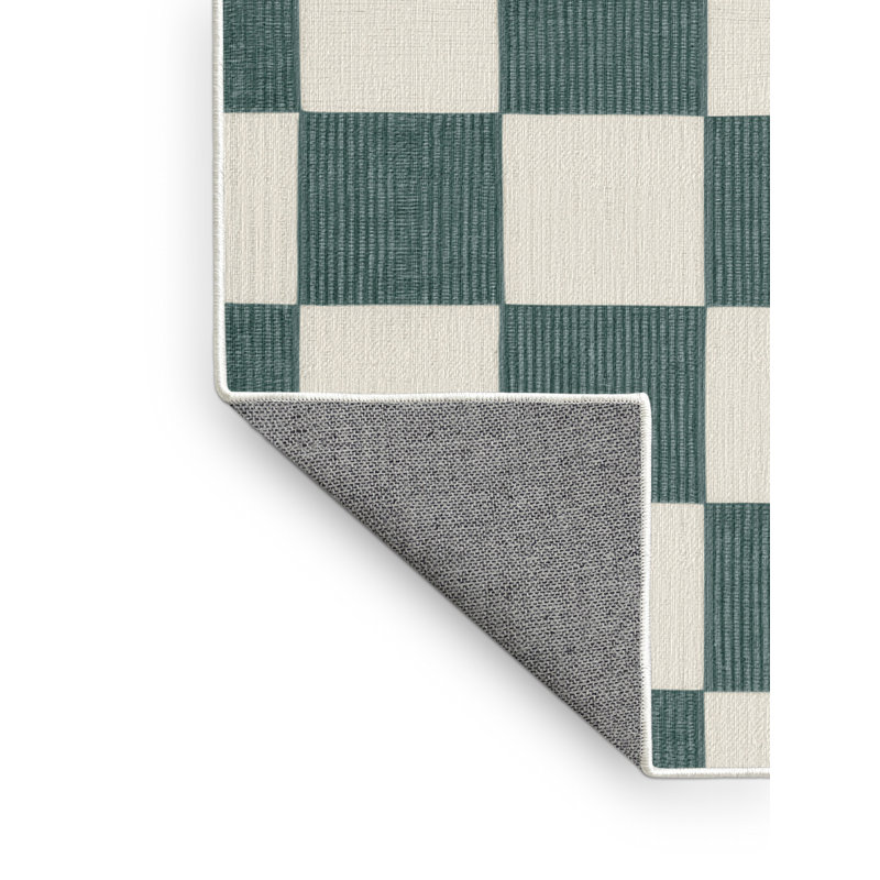 Tapis beige à carreaux lavable à la machine, Carré 4 pi