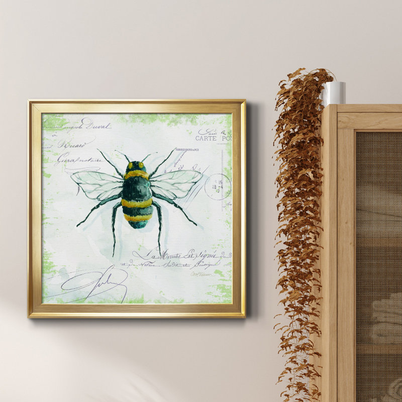" Garden Bee " Painting Print, Gold, 24" H x 24" W x 1" D