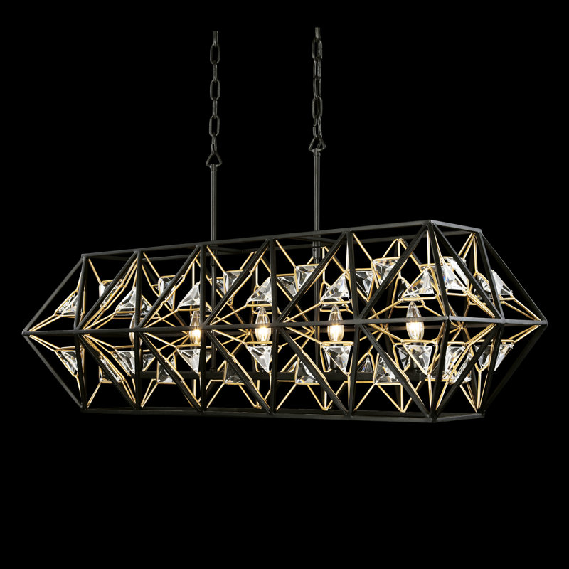 Luminaire suspendu linéaire Marcia - noir mat / or français - l 42 po