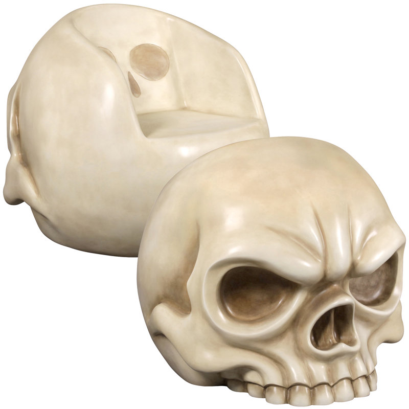 Lost Souls Gothic Skull Sculptural Patio Chair, Ancient Ivory