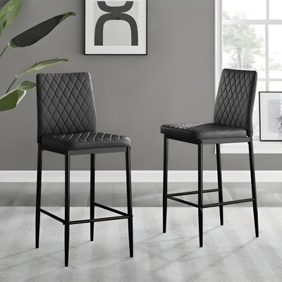 Upholstered Counter Stool with Metal Frame