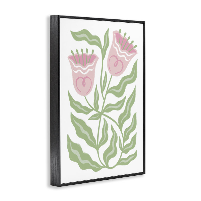 Giclée encadrée de tulipes roses jumelles, design par Martina Pavlova, H 24 po x l 16 po, Giclée encadrée noir minuit