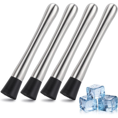 4-Pack Stainless Steel Cocktail Muddlers – 8.3-Inch Bar Tools for Mojitos & Fruit Drinks