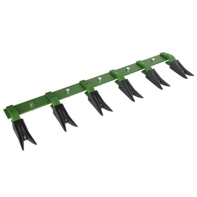 Barre à dents robuste en forme de seau - 49 pouces | 6 dents - sans perçage - capacité de 4560 lb - s'adapte à 1/2 po ou plus petit bord - pointe noire + queue de dent verte