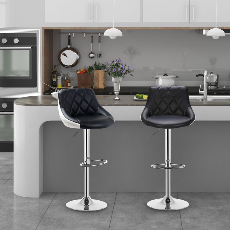 Dequay Swivel Bar Stool, Black/White