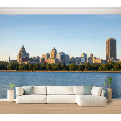 Wall Mural Peel and Stick Wallpaper buffalo ny skyline buffalos pictures sea ocean building Self-Adhesive Removable Contact Paper Wall Decor for Living Room Bedroom 100"H x 144"W