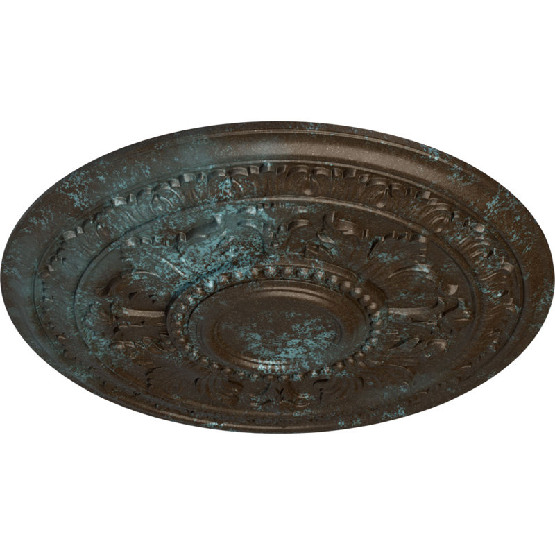 Médaillon Endurathane Oakleaf pour plafond, DO 29 1/8 po x P 3 5/8 po x P 1 po (convient aux auvents jusqu'à 6 1/4 po), fini laiton peint à la main