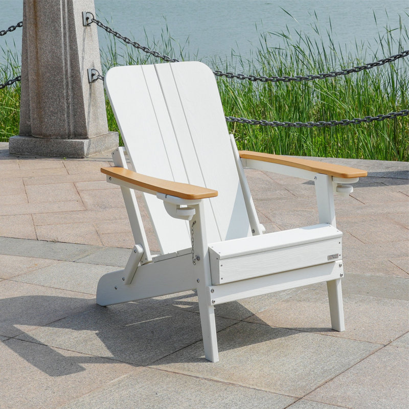 Breianna Foldable Outdoor Adirondack Chair, White
