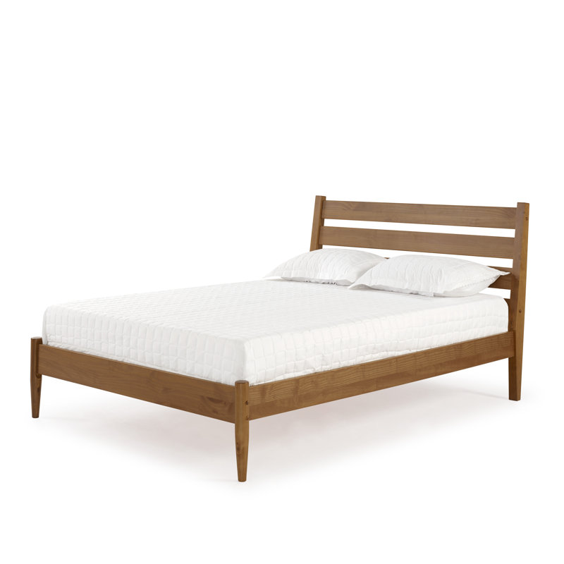 Ashlie Queen Size Solid Wood Bed, Castanho
