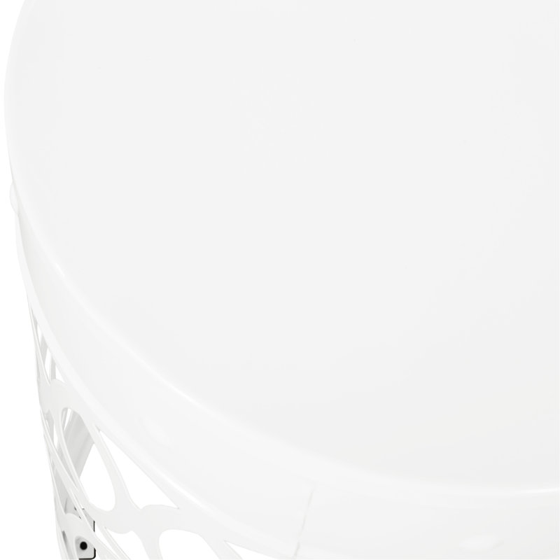 Charming Outdoor Metal End Table S/2, White Powder-Coated Iron, Modern Design With Iron Cut, No Assembly Required, 13.54W X 13.54D 17.68H & 12.00W 12.00D 16.00H S/2 Tables, Look, Cut Design, Assembly,