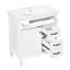 30-Inch White Bathroom Vanity with Ceramic Sink Top, Solid Wood and MDF Construction
