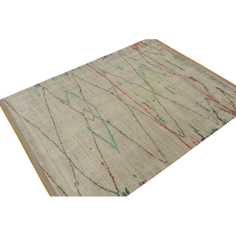 Moroccan Hand Knotted Area Rug, Rectangle 6' x 9'