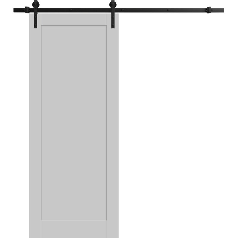 Porte de grange en bois lambrissé sans trousse de quincaillerie d’installation, Gris mat, 32 po x 84 po