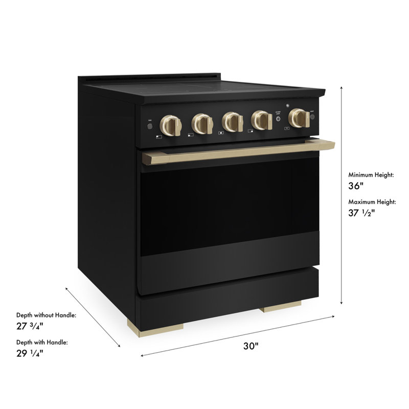 ZLINE Autograph 30 in. Black Stainless Marino Induction Range with Champagne Bronze Accents