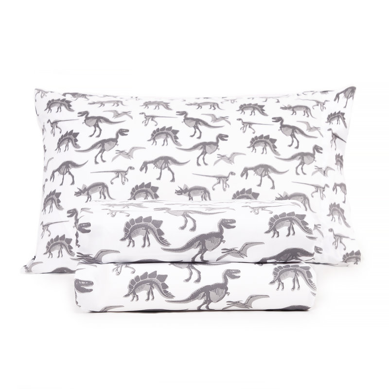 Kids Rule Juvi Sheet Sets Microfiber Dino X-ray Sheet Set, Twin Sheet Set with Fitted Sheet and 1 Pillowcase