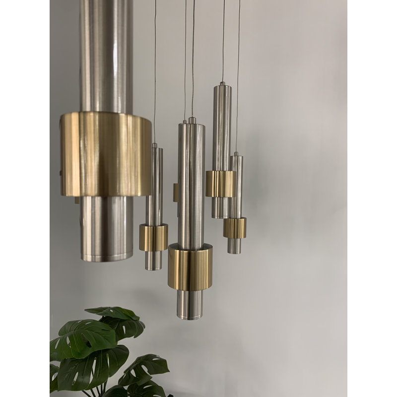 8 - Light Satin Nickel/Satin Brass LED Kitchen Island Pendant