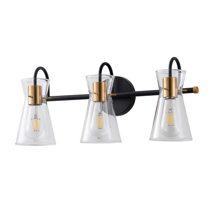 3 phares réglables en miroir en verre noir doré, 3