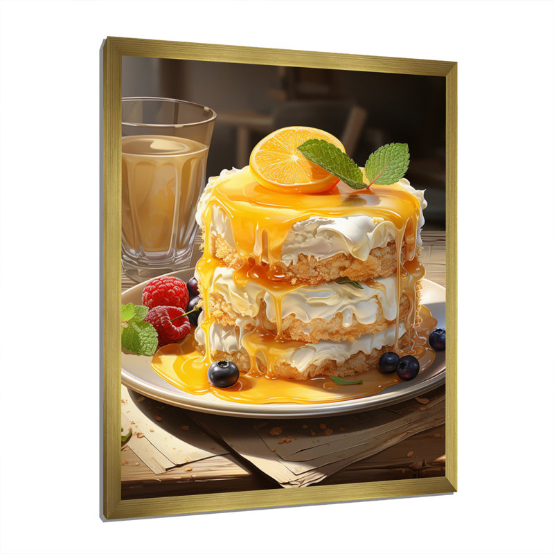 Ramanna Yellow Cheesecake Luxury, reproduction d'art sur toile, H 32 po x l 16 po x P 1 po, Encadrement doré