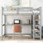 Lit mezzanine double avec tablettes de rangement et bureau sous le lit-1492500853