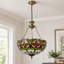 Lustre Tiffany vintage en vitrail à intensité variable, suspension inversée