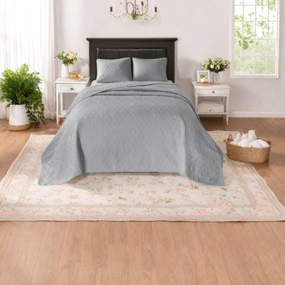 Comfortable Cotton Reversible Bedding Set Grey King For Home