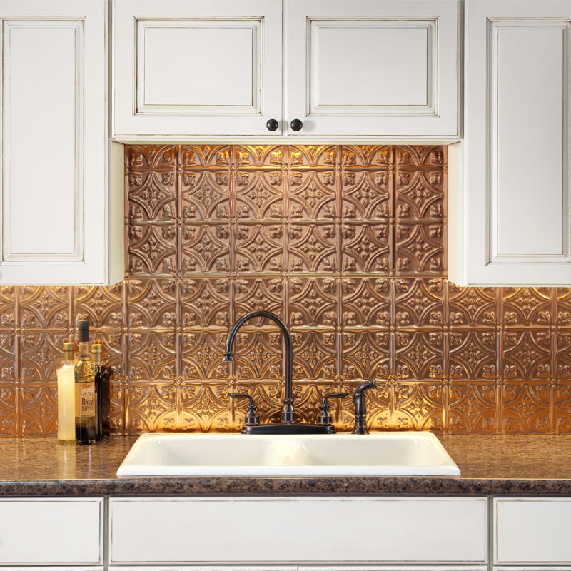 FASÄDE Traditional Style/Pattern 1 Decorative Vinyl Backsplash 15 sq ft Kit, Polished Copper