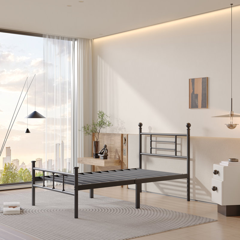 Stylish Platform Bed with Headboard & Footboard, Space-Saving No Box Spring Design, Sturdy Metal Frame, Available in Multiple Sizes