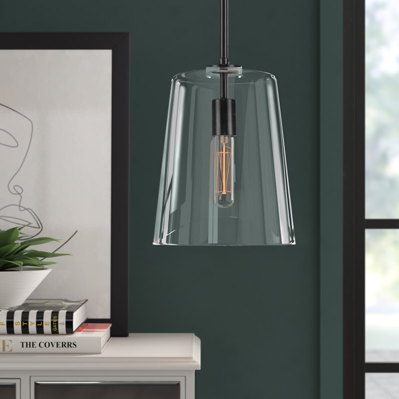 Luminaire suspendu conique à 1 lumière Selena, H 11,38 po x l 9 po x P 9 po, Noir