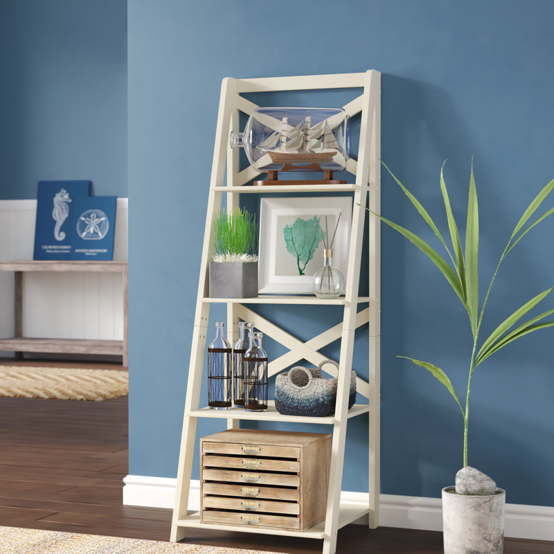 Derrik Ladder Bookcase, Antique White