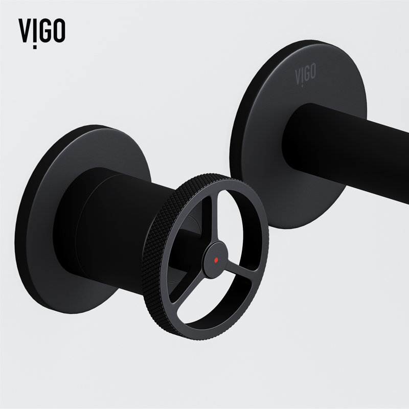 Cass 3" H Two Handle WaterSense Wall Mount Bathroom Faucet, Matte Black