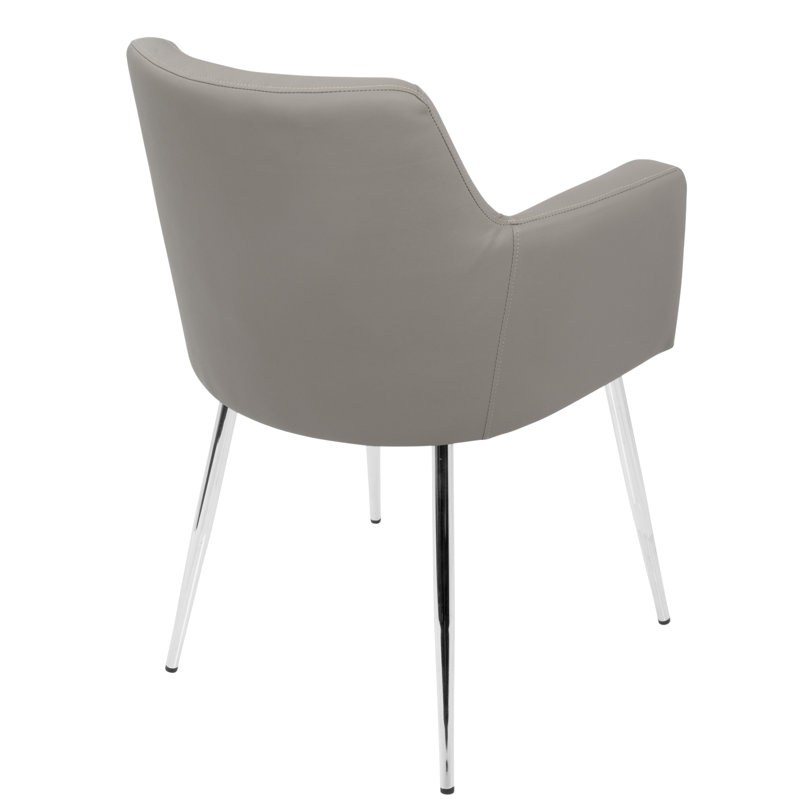Chaise de salle à manger / d'appoint contemporaine Andrew en simili cuir chromé et gris par Lumisource - ensemble de 2