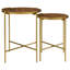 Table gigogne ronde en bois brun et doré 2 pièces Genevieve (seulement avec table basse)