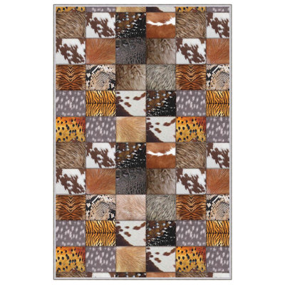 Tapis tissé antibactérien (2,6 x 4,0 pi), 100% polyester, d'une hauteur de poils de 0,3 po | Impression numérique 3D antidérapante à pois en PVC | Lavable à la machine, facile d'entretien pour le salon, la chambre à coucher et le bureau